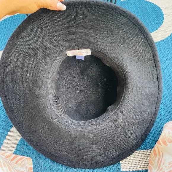 Four Buttons by San Diego Hat Co Black Floppy Wide Brim Wool Sun Hat Foldable - Picture 8 of 12